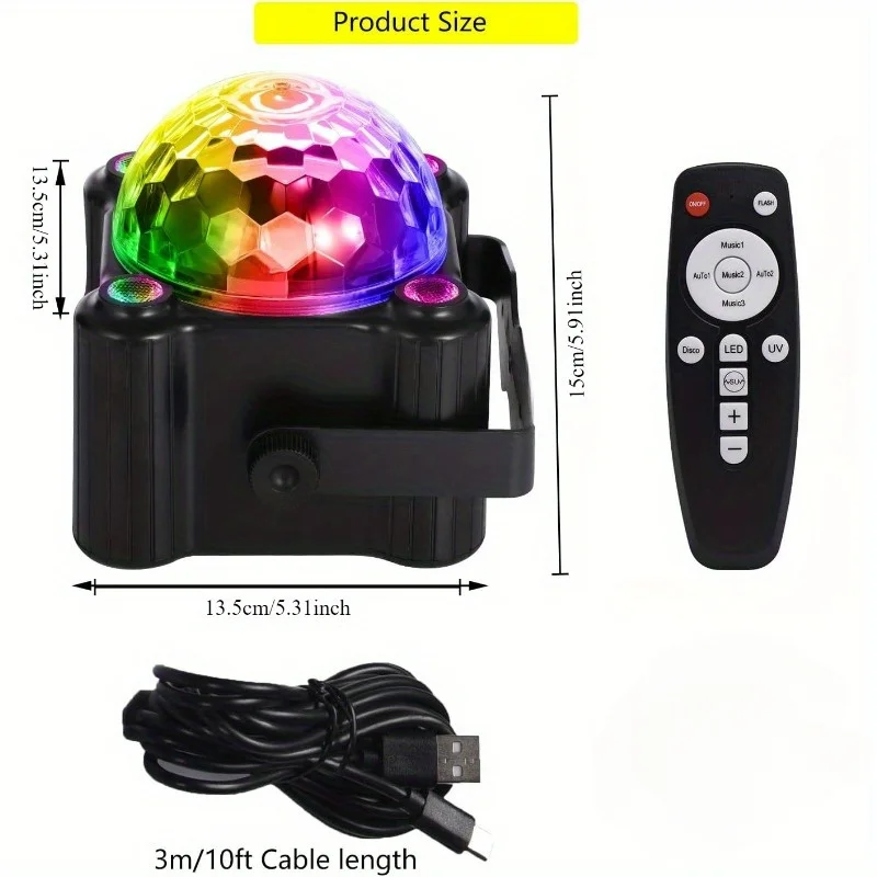 Partylichter, Discokugel-Licht, DJ-Disco-Licht, klangaktiviertes LED-Licht, 6 Farben