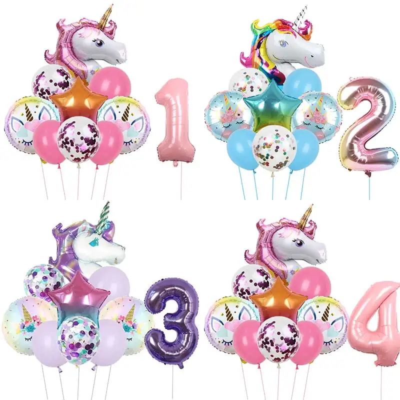 1Set Regenbogen Einhorn Ballon 32 zoll Anzahl Folien Ballons Einhorn Thema Kinder Geburtstag Baby Shower Party Ballon Decorat liefert