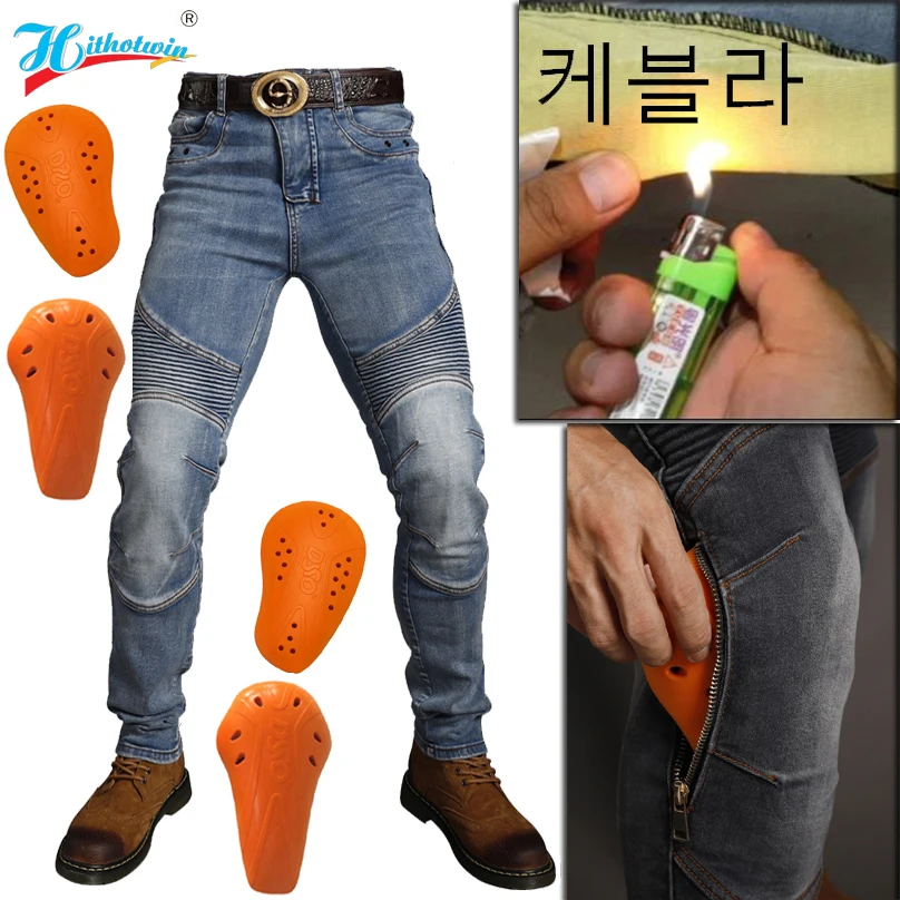 Kevlar Motorcycle Pants Men CE Armor Motocross Adventure Touring Riding Gear Protective Pants Textile Overpants