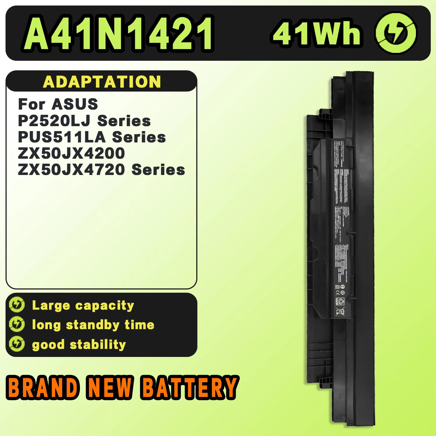 SAT A41N1421 New Laptop Batteries Replacement For ASUS PU551LA P2530U PU550CA PU451L 14.8V-41Wh-2200mAh