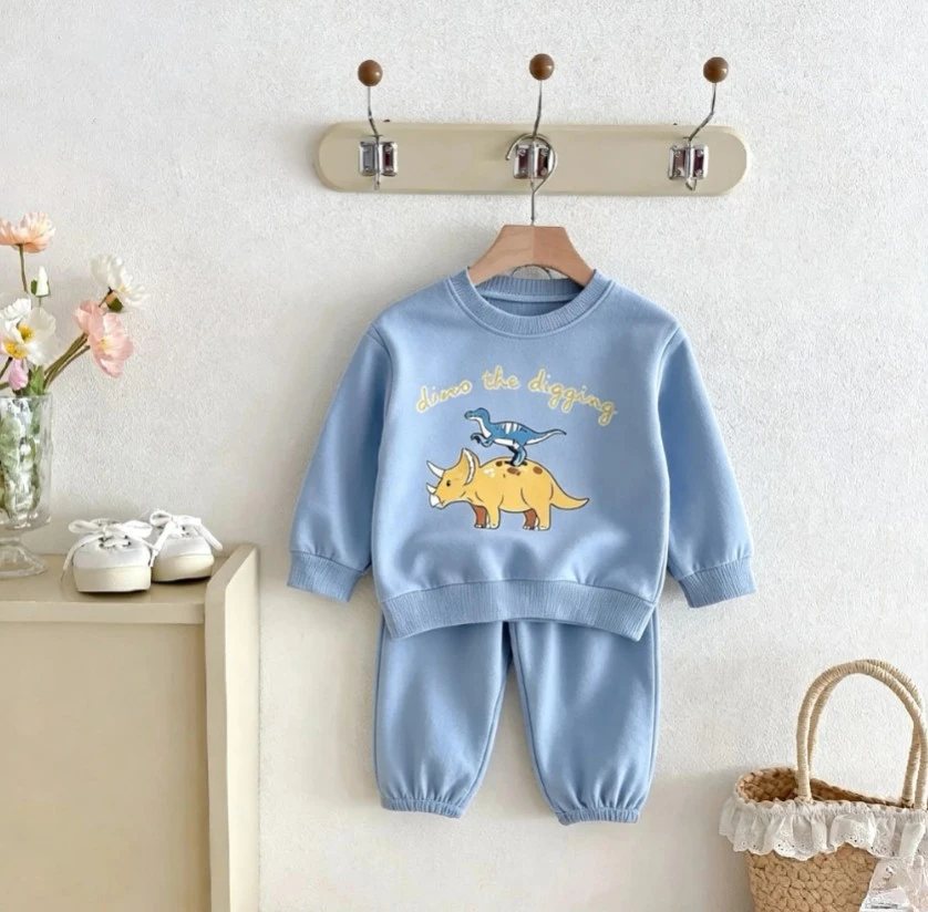 Toddler Cute Dinosaur Graphic Sweatshirt Jogger Suit Kid Soft Fabric Clothing Baby Boys Girls Costume Kid Popular Wear Suits Set