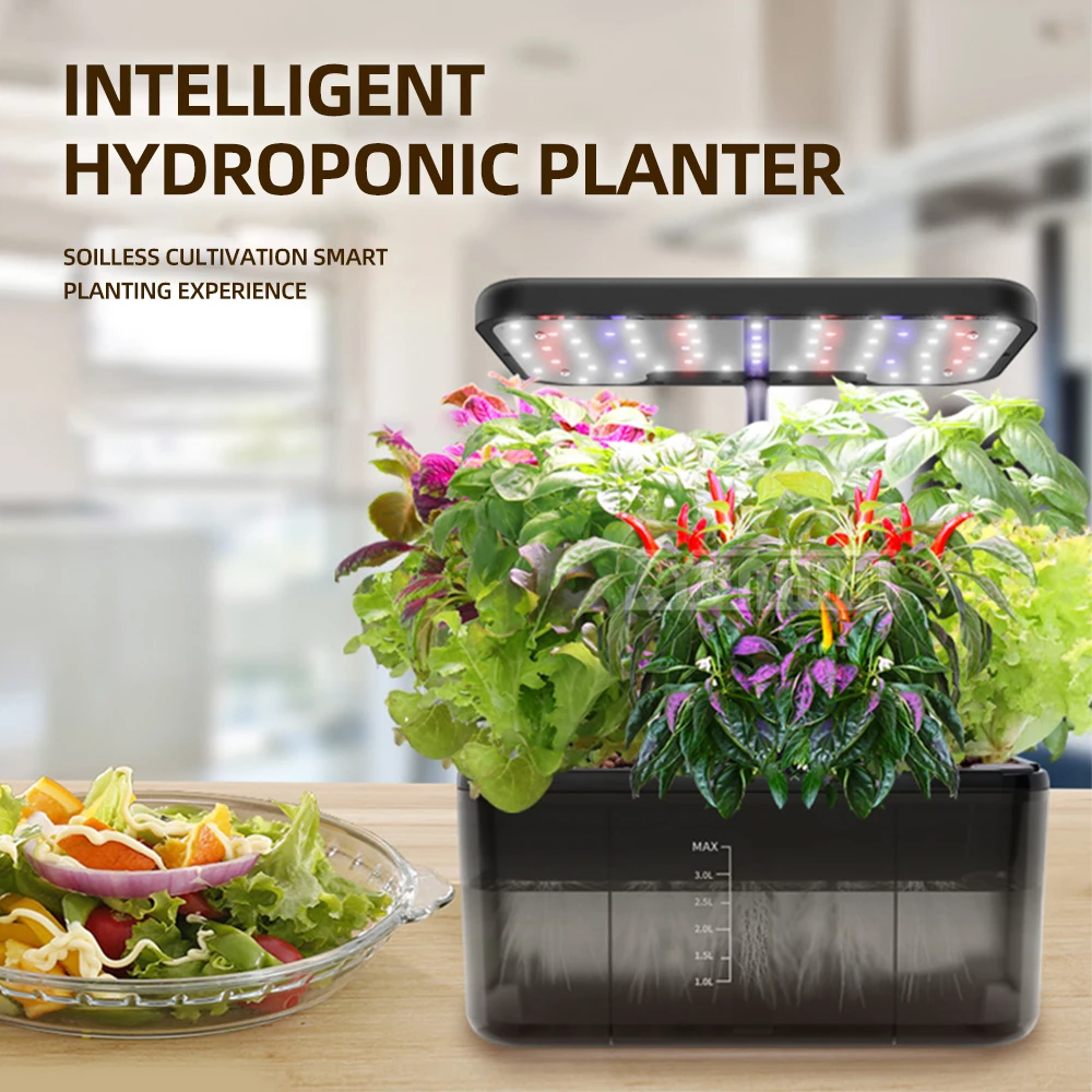 Máquina de plantar interior inteligente, macetero hidropónico sin suelo con soporte de luz de relleno, sistema de cultivo hidropónico
