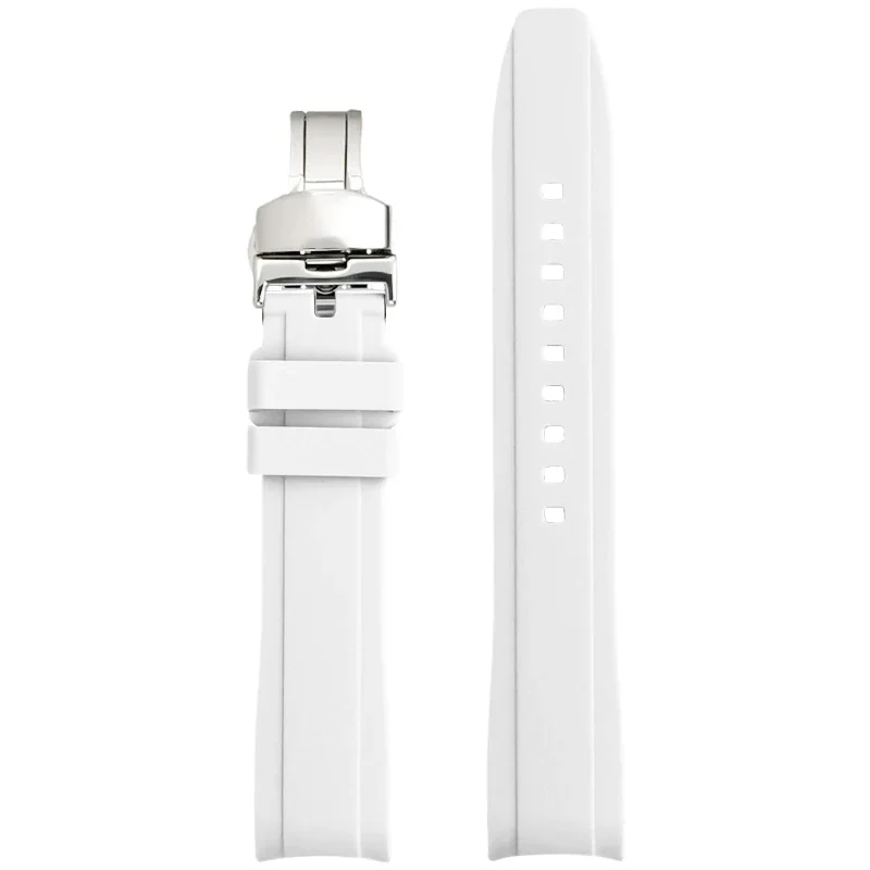 18/19/20/21/22 mm gebogenes Endarmband für Tissot 1853, Herren und Damen, hochfestes Silikon-Uhrenarmband mit Schmetterlingsschnalle für MoonSwatch