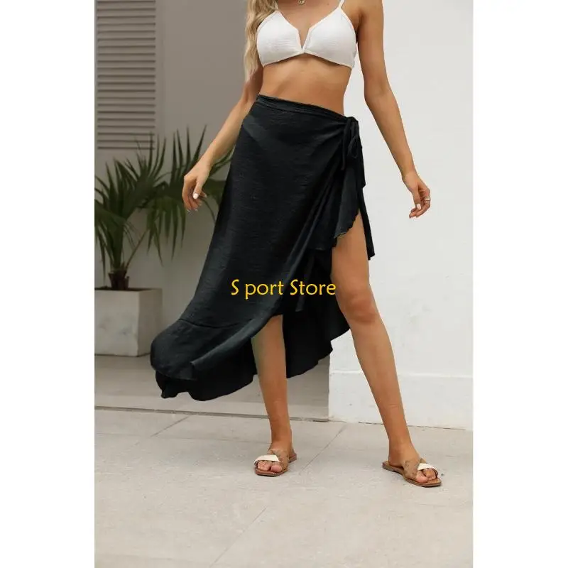 U2JB Ruffle Trim Sarong Coverups for Womens Bathing Suit Swimsuit Wrap Skirt Beach-Bikini Cover-Ups Swimwear