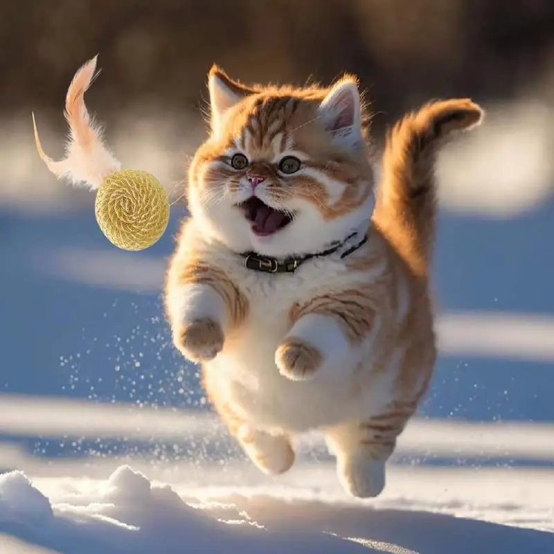 Cat Feather Ball Toy Soft Cat Toy Funny Cat Ball Cat Teaser Toy Kitten Teething Toy Cat Feather Toy For Cat Teasing Hunting