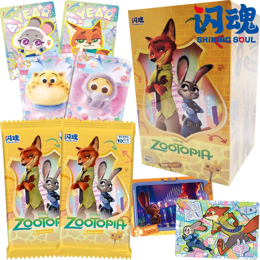 

Genuine SHINING SOUL Zootopia Collection Cards for Fans Lovely Animals Q-version Sparkling Character Cards Peripheral Toys Gifts