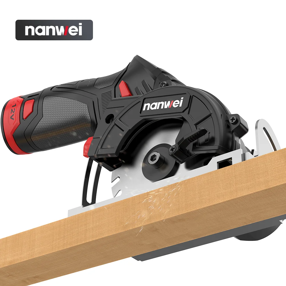 Nanwei Mini Portable Charging Saw Lithium Electric Circular Saw 3-3/8in 85mm Cutting Machine Carpenter Multifunctional