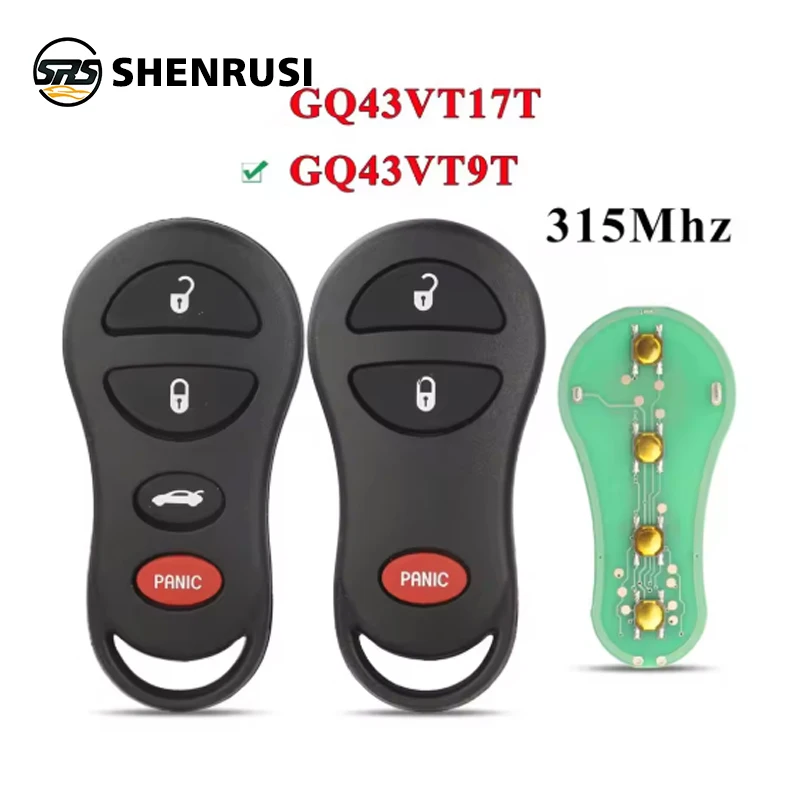 

SHENRUSI GQ43VT17T GQ43VT9T 3 Buttons 315Mhz Remote Car key For Dodge Jeep fit Chrysler Concorde 300M 2001-2004 key Entry Fob
