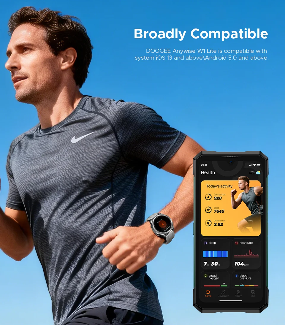 DOOGEE ANYWISE W1 Lite Smartwatch 5ATM Wasserdicht 1,43'' Bildschirm 178 Sportmodi 24-Stunden-Gesundheitsüberwachung Erinnerungsfunktion – Detail 23