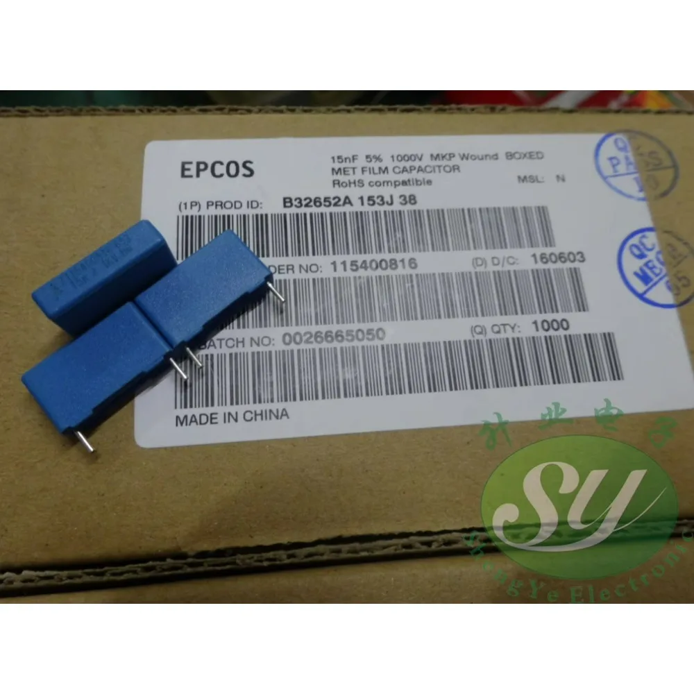 

20PCS EPCOS 0.015uf/1000v 15nf 153 brand-new 15MM film capacitor B32652A153J38