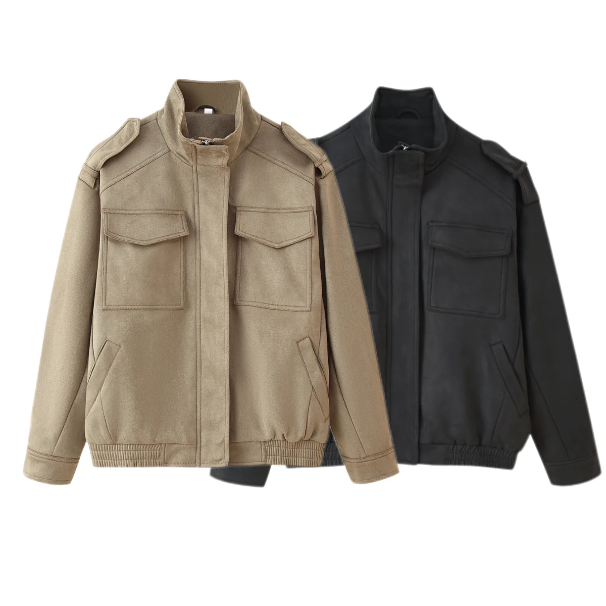 

2025 Autumn/Winter Streetwear-Inspired Women's Jacket Stylish and Elegant Zipper High-Neck Solid-Colour Fashion Jacket for Ladie