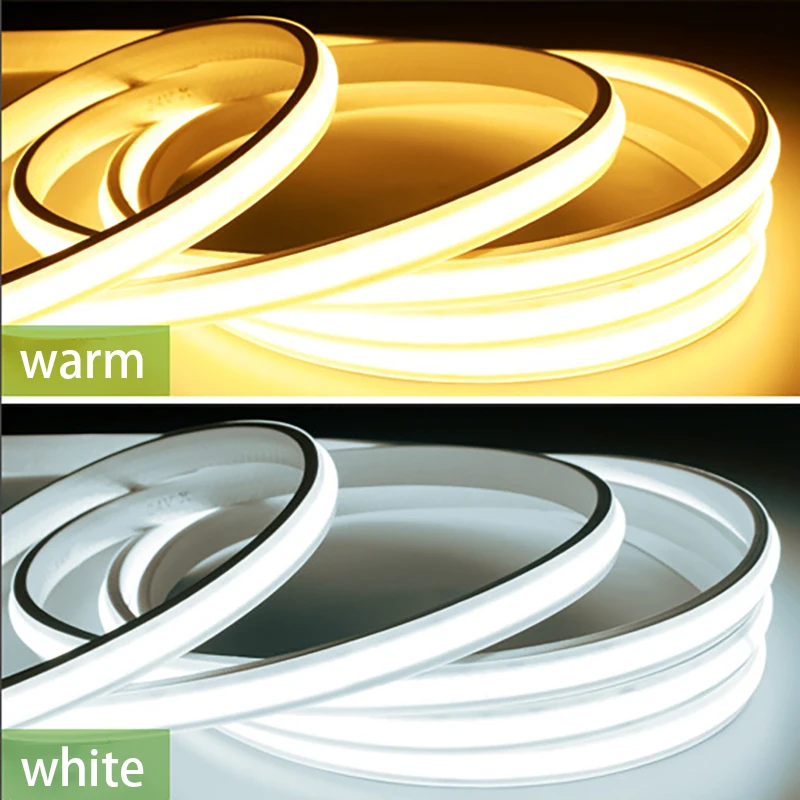 Bande lumineuse LED COB flexible, 220V, 220V, haute luminosité, étanche, pour chambre à coucher, cuisine, éclairage de jardin