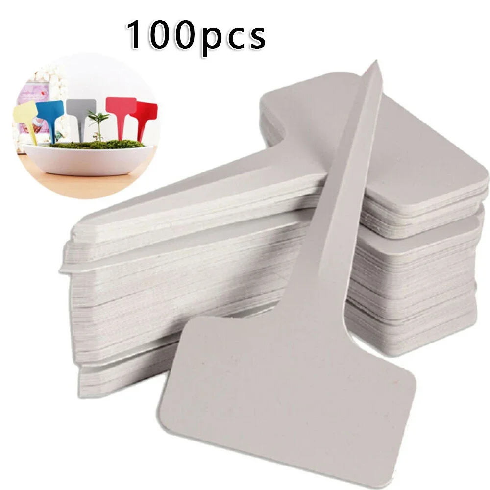 100pcs White Plastic Plant Labels Gardening Tags Flower Plant Labels Nursery Tray Bonsai Marking Horticultural Pots Decoration