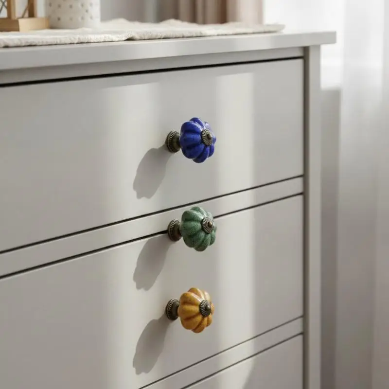 »Hand-Painted Ceramic Cabinet Handle 1Pcs Single Hole Non-Slip Drawer Knob for Bathroom Cupboard Closet Furniture Upgrade