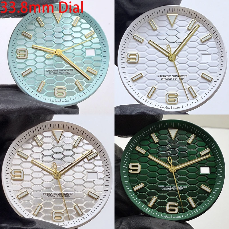 33.8mm NH35 Dial S Logo Gold Sterile Honeycomb Dial Suitable For NH35/NH36 Automatic Movement Vertical Lines Watch Accessories