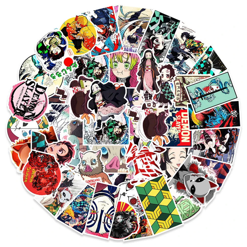10/30/50Pcs Demon Slayer Anime Stickers Cartoon Kimetsu No Yaiba Decals Graffiti Laptop Luggage Waterproof Cool Decals Toys Gift