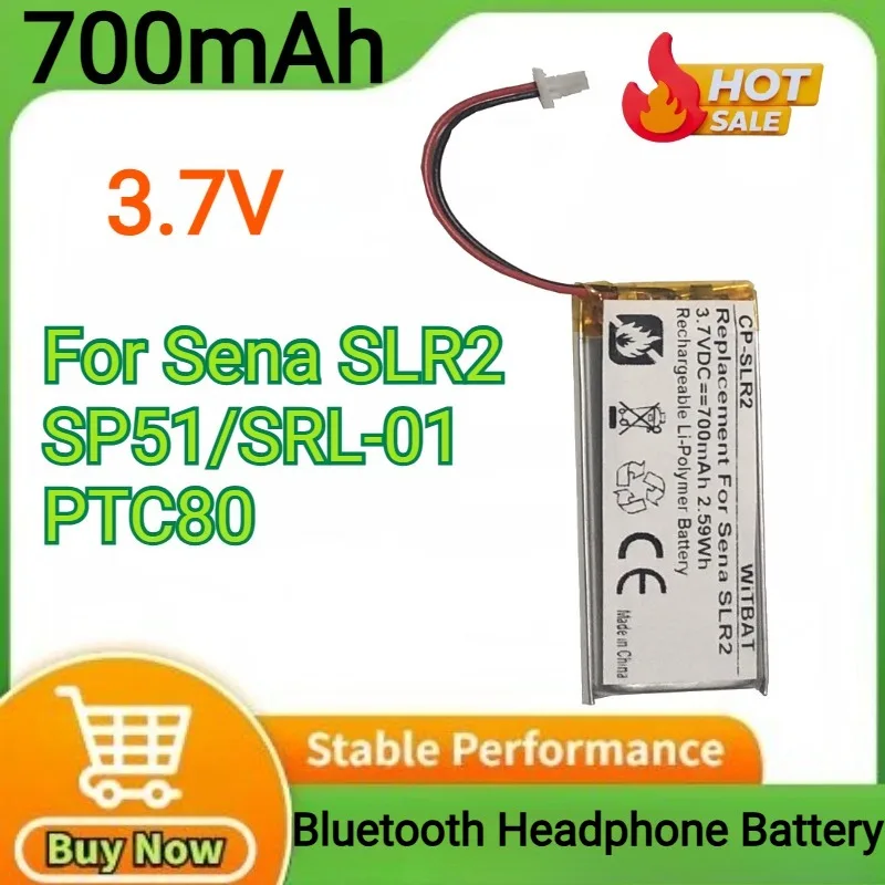 

1200mAh Battery for Sena SLR2 SP51 SRL-01 PTC80 SHOEI GT-Air II,2019 SHOEI Neotec II,J-Cruise II Headset Rechargeable Batteries