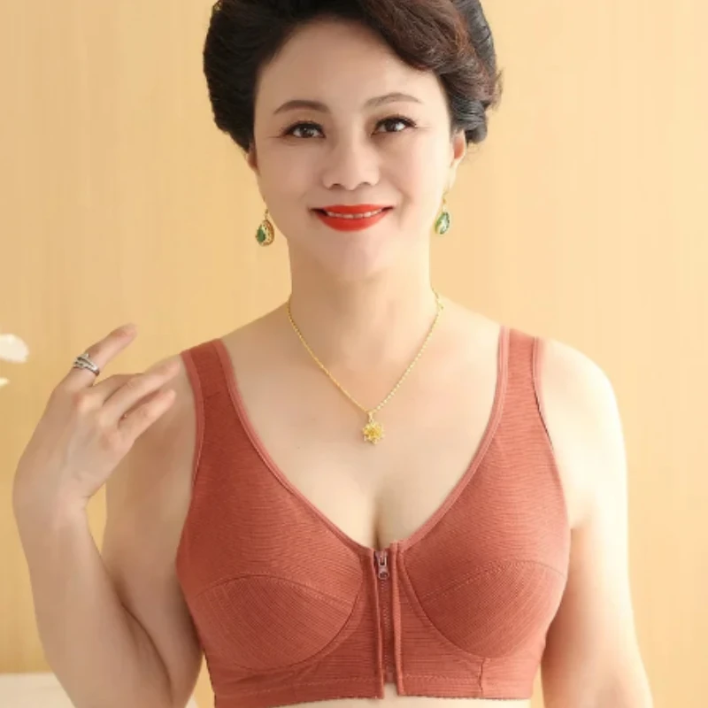 

Front Zip Wireless Bra Women Plus Size Soft Cotton Comfortable Vest Bralette