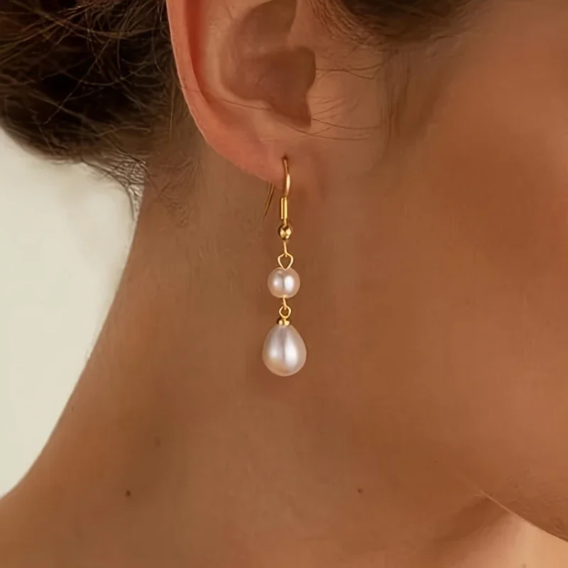 New Fashion Simple Design Imitation Pearl Pendant Earrings, Women's Daily Hundred with Accessories Jewelry Gifts
