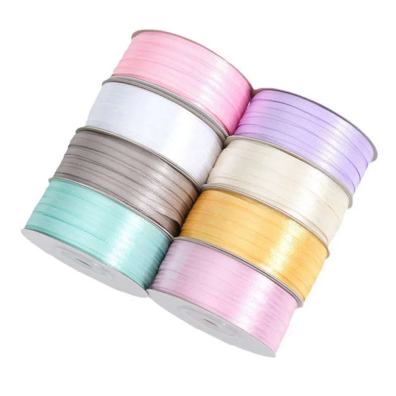 1pc Coloured ribbon 3mm Fine ribbon Two-sided Polyester fiber Braided hair accessories Party Dressing DIY Handmade materials