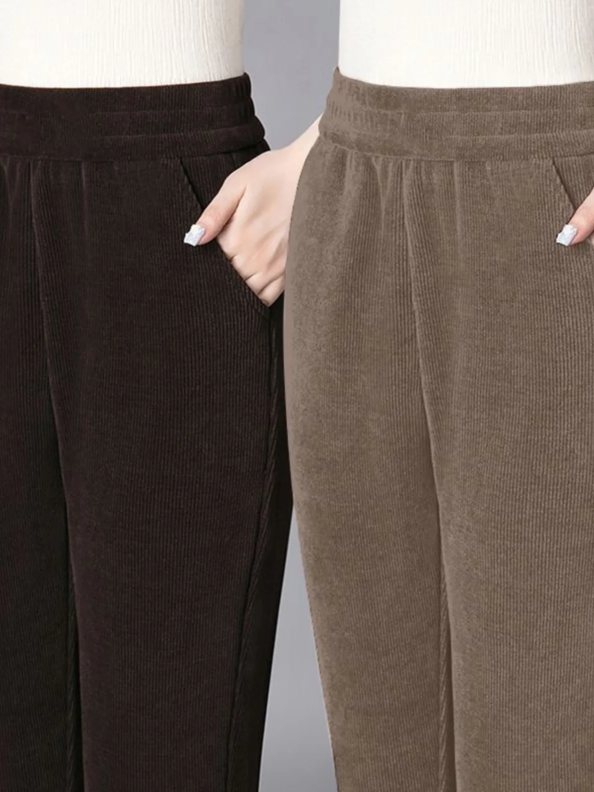 

Утепленные повседневные брюки на флисовой подкладке для женщин, свободные, с высокой талией, в стиле Harlan, с декоративными элементами, корейские, для повседневной носки, теплые брюки