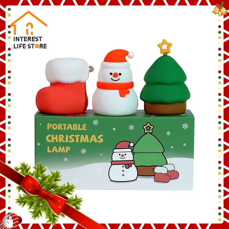 

New Christmas Colorful Warm Light Patting Lamp Tree Decorations Atmosphere Ornament Silicone Bedside Night Light Christmas Gifts
