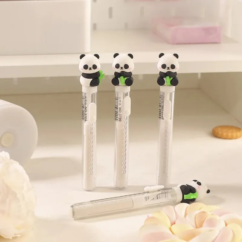 Cute Cartoon Panda Bamboo Eraser Stretchable Lipstick Pencil Eraser Kawaii Fun Girl Stationery Student Back To School Supplies