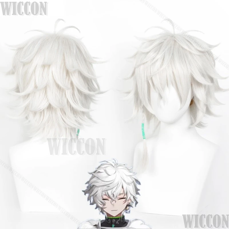 Murakumo Kagetsu تأثيري الظاهري VTuber الأبيض الفضة شعر مستعار الأذن مربط قرط كبس رجل كوس أقراط هالوين لعب الأدوار حسب الطلب