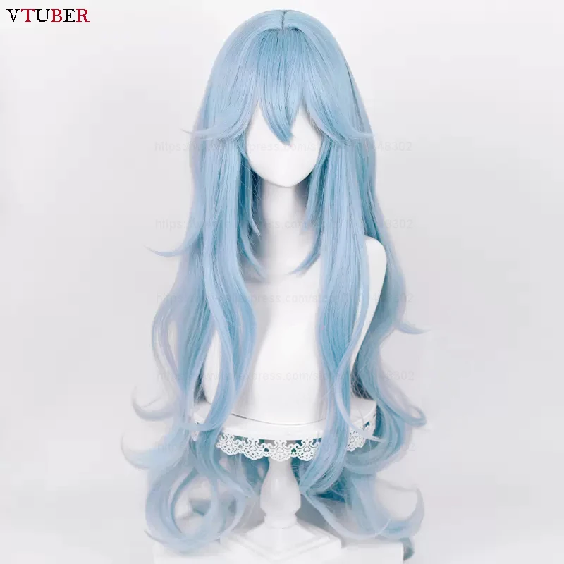 Ayanami Rei Cosplay Perruque Synthétique Ondulée, Cheveux OligCosplay Anime, Bonnet, Bleu Cyan, Haute Qualité, 100cm de Long