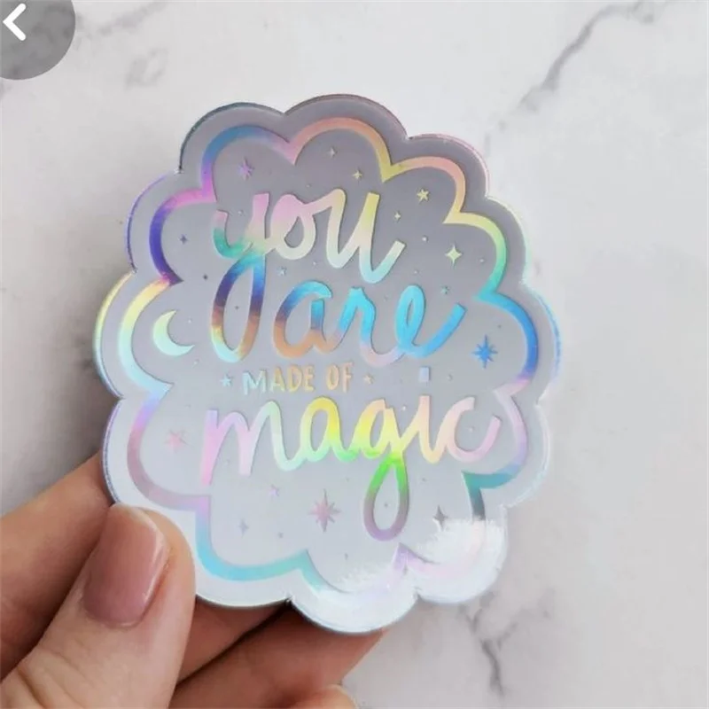 Custom Die Cut Stickers Individual Logo Holographic Stickers Print Vinyl With Embossing UV And Hologram Food Beverage Factory