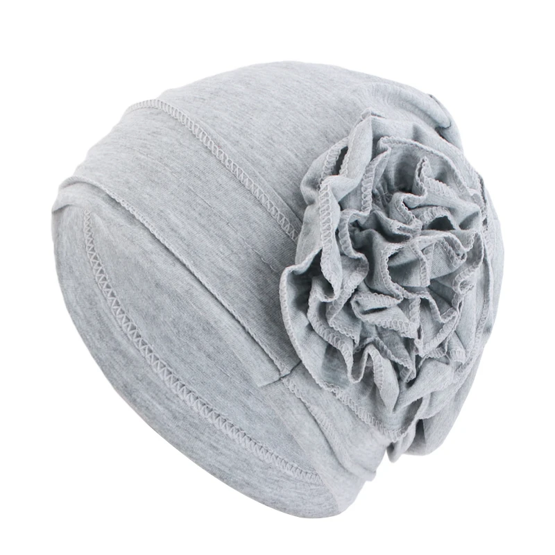 New Women Elegant Flower Turban Hat Stretchy Trendy Beanie Headscarf Outdoor Casual Sports Top Hat Bandanas Chemo Cap Head Wrap