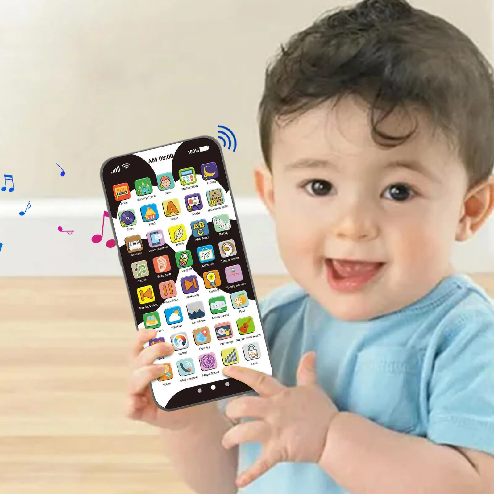 لعبة أطفال للهواتف الذكية هاتف محمول مبكر مع هاتف خفيف بشاشة تعمل باللمس قابل لإعادة الشحن 10000 وظيفة محتوى تعليمي للأولاد