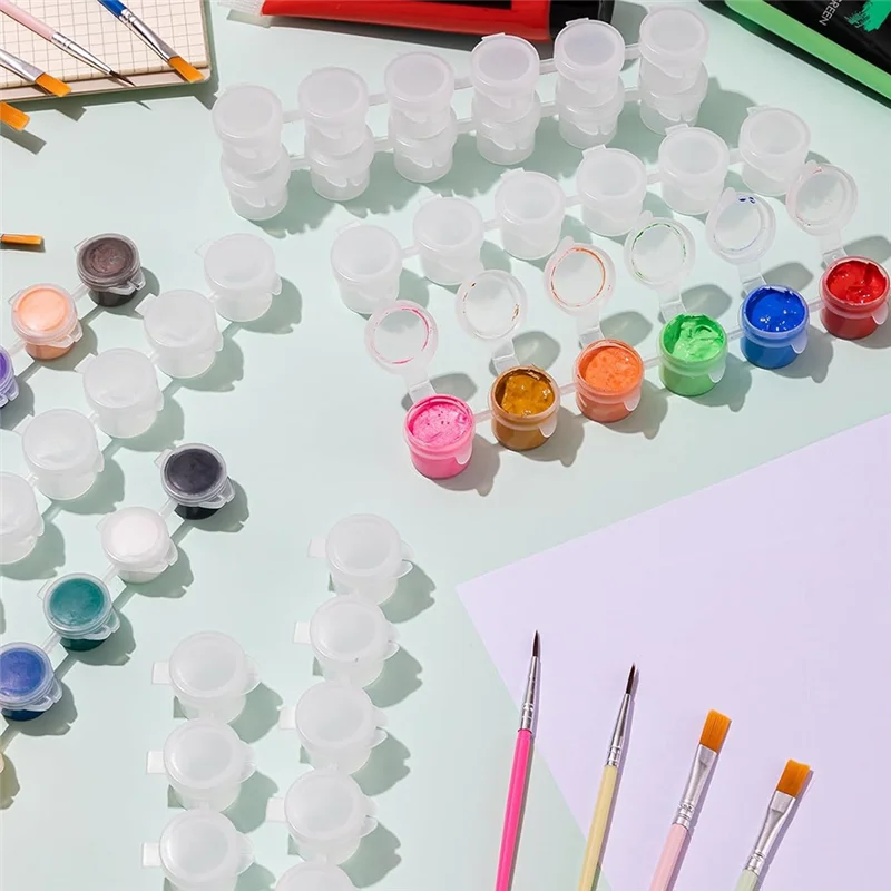 Paint Pot With Lid & Paint Brushes,Empty Paint Containers With Lids, For Kids Classrooms Schools Art