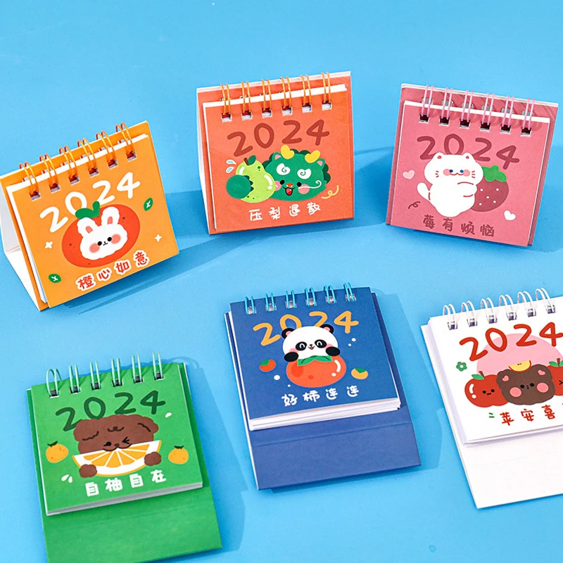 2024 Desktop Small Table Calendar Student Desktop Small Decoration Daily Clock In Self Discipline Small Calendar