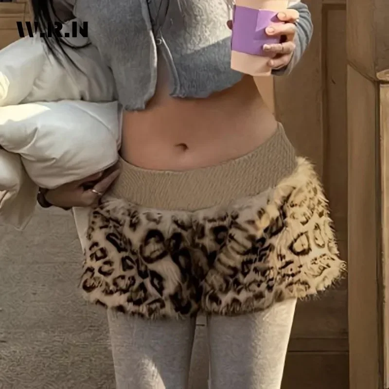 

2025 Spring Vintage Hotsweet Casual Style High Waist Leopard Shorts Women's Harajuku Elastic Waist Slim Fit Patchwork Shorts