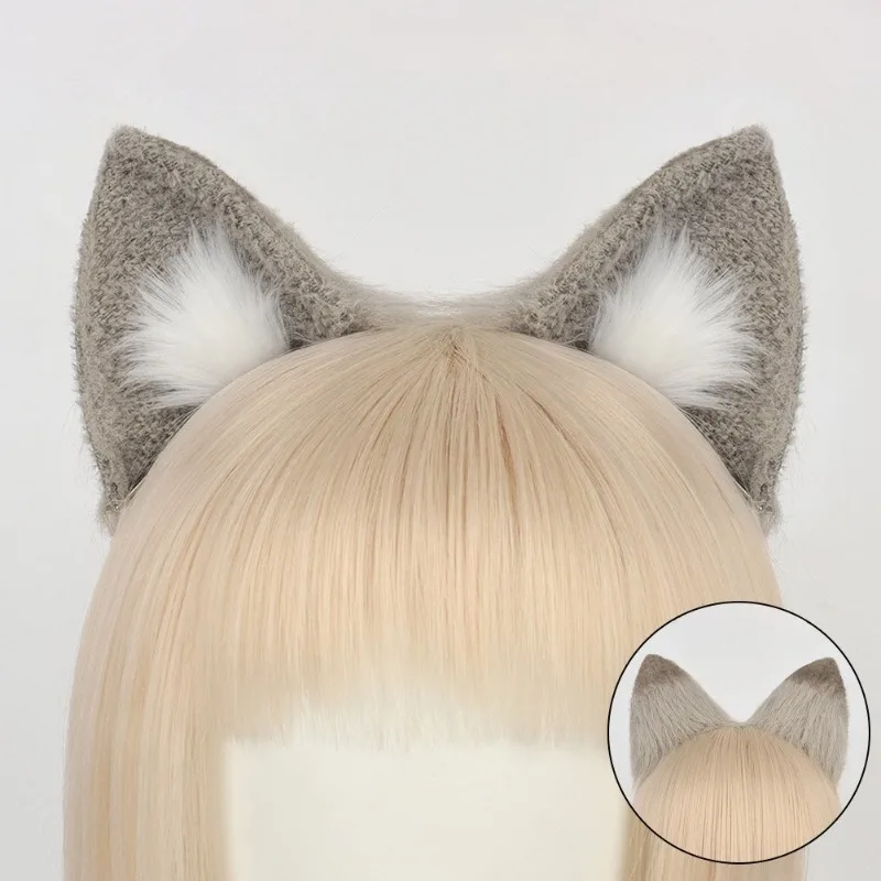 New Cosplay Cat Ear and Cat Tail Suit Imitation Animal Ear Hand Made Cat's Ears (Steamed Cat-ear Shaped Bread) Hairpin Headdress