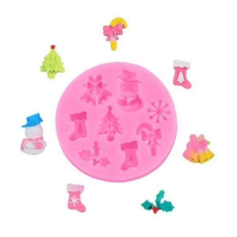 1-2 PCS DIY Snowman Snowflake Cake ​Christmas Flipping Candy Silicone Molds Cake Baking Mini  Chocolate Candy Silicone Mold