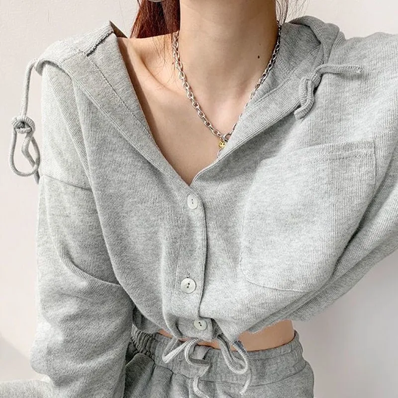 Women  Hoodies 2022 Streetwear Zip-up Oversize Sweatshirt Jacket Trendy Solid Pocket Turn-down Collar Women 2022