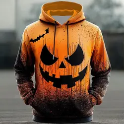 Mode 3d Pompoenprint Heren Hoodies Grappige Kat Patroon Sweatshirts Hiphop Trend Halloween Kleding Herfst Oversized Pullover