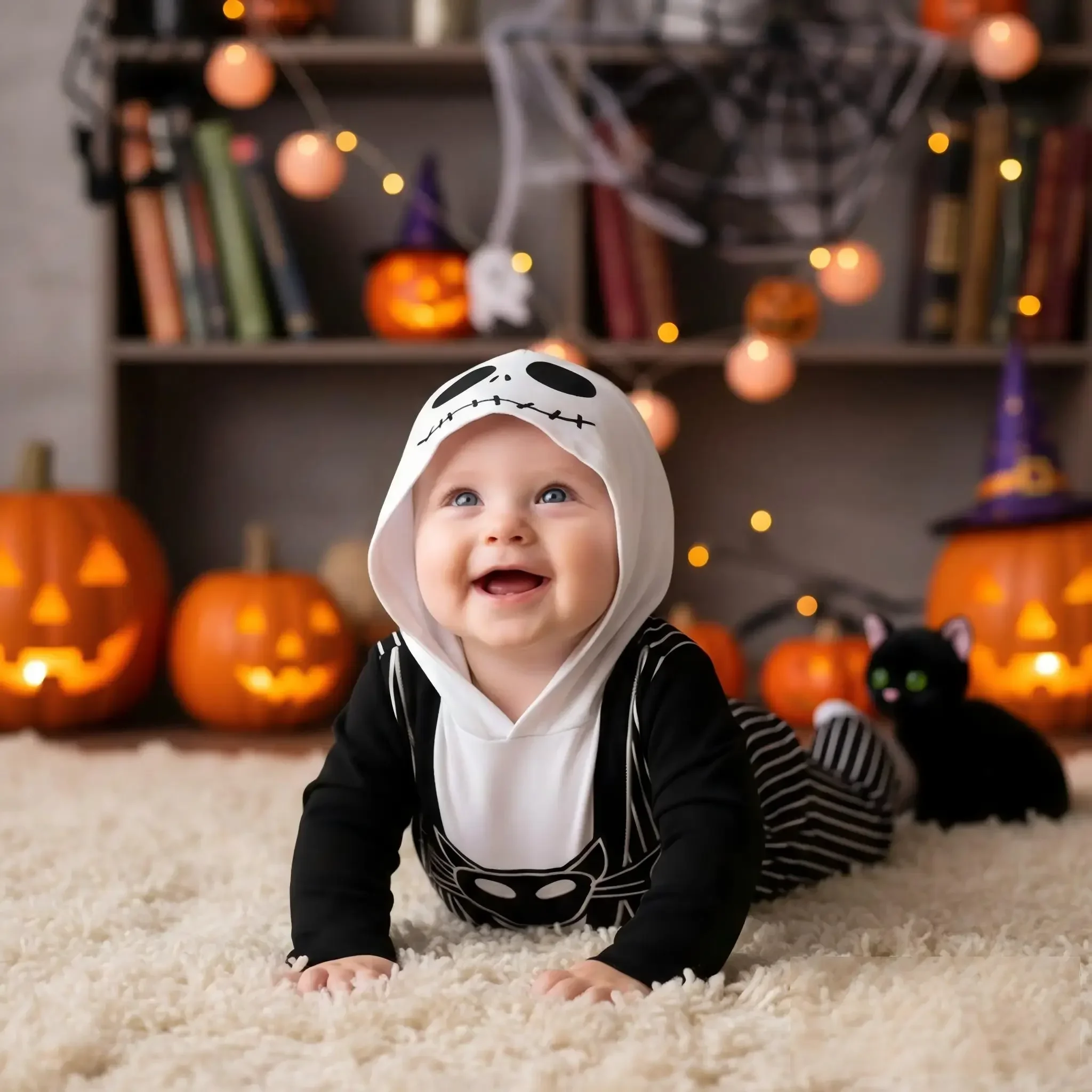 Kinderkostüm für Halloween-Rollenspiele Höhlenmensch-Steinzeit-Kostüm Totenkopf-Overall Knochen-Accessoires für Party-Aufführungen – Detail 2