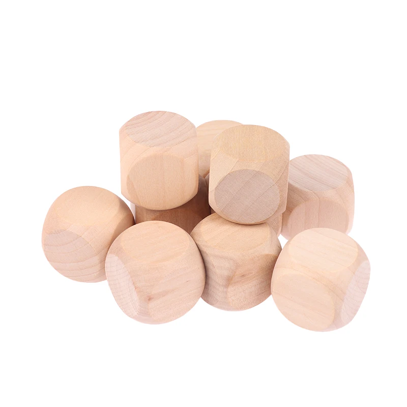 10 pz/pacco 29mm dadi a cubo in legno bianco a 6 lati per la famiglia di feste giochi da tavolo fai da te stampa incisione giocattoli per bambini