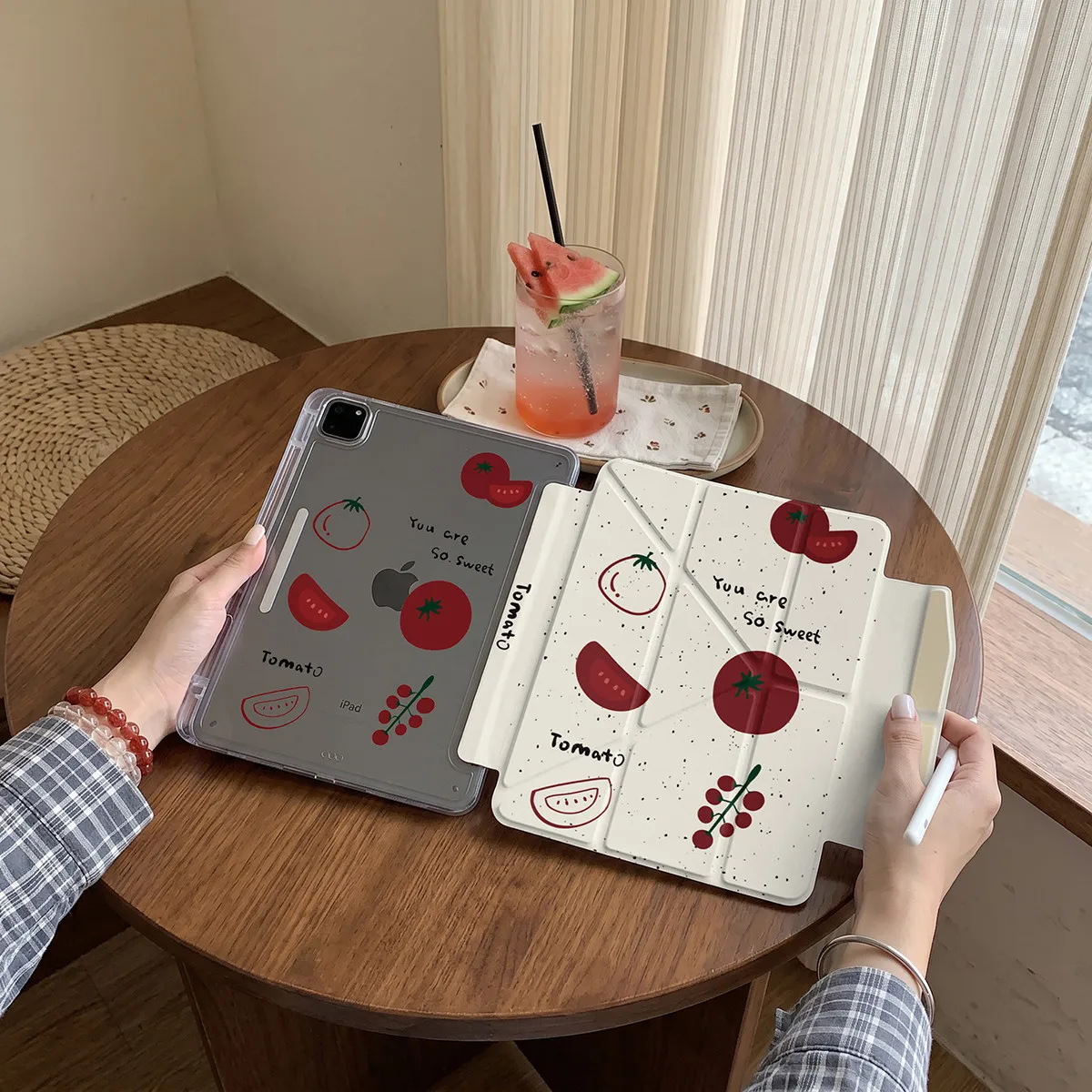 Mini Polka Dot Kawaii Red Grid For iPad Cover Pro Air M5 M4 M3 M2 18 20 21 22 2 1 11th A16 12.9