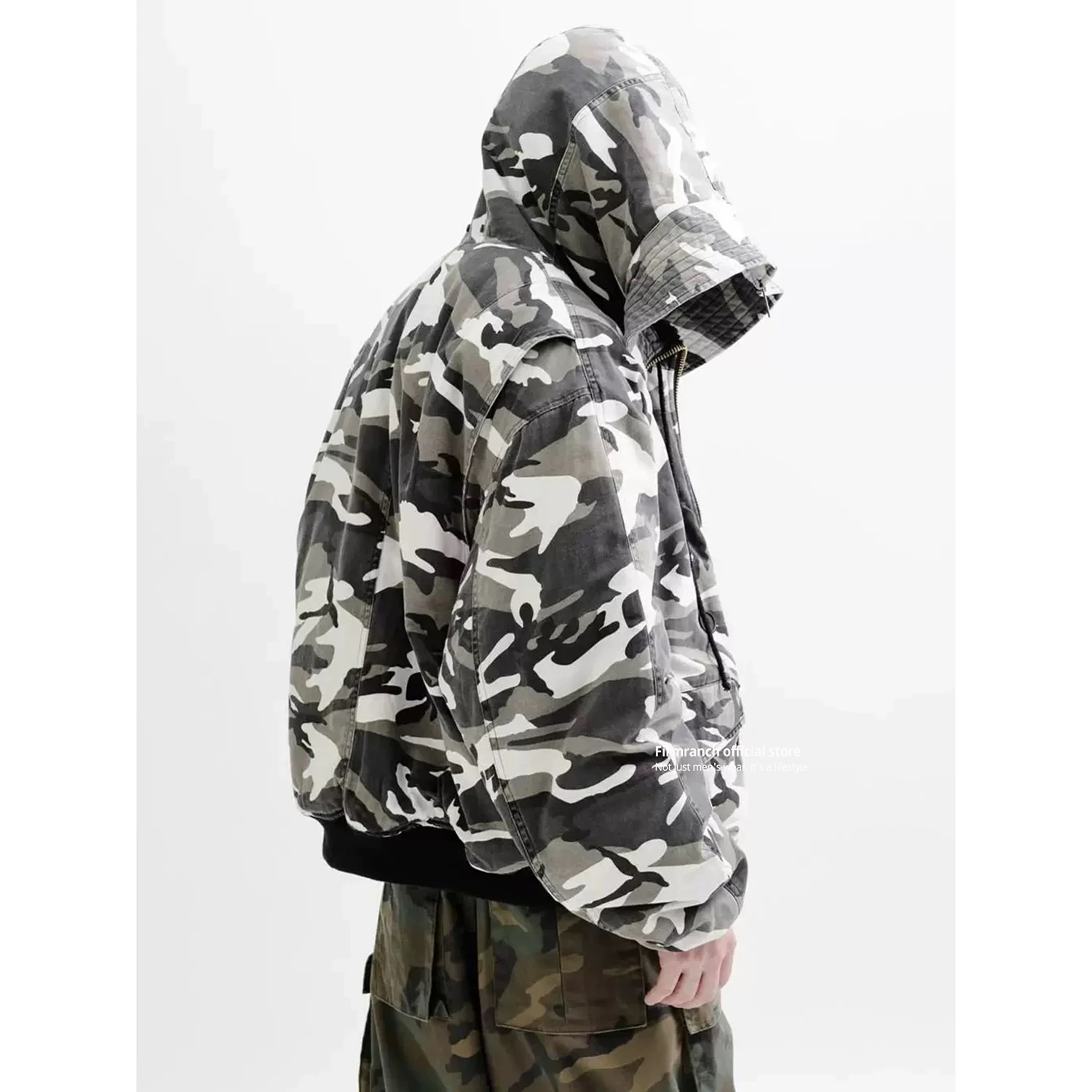 Firmranch 2026 Korean Snow Camouflage Cotton Padded Jacket For Men Women Winter Hooded Thick Bread Coat High Street Outfits