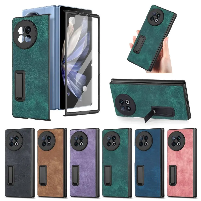 

The Back Holder Fold Cover For VIVO X Fold 2 Full Protection Shockproof Anti-Drop Window View Tempering Glass Flip Phone Case