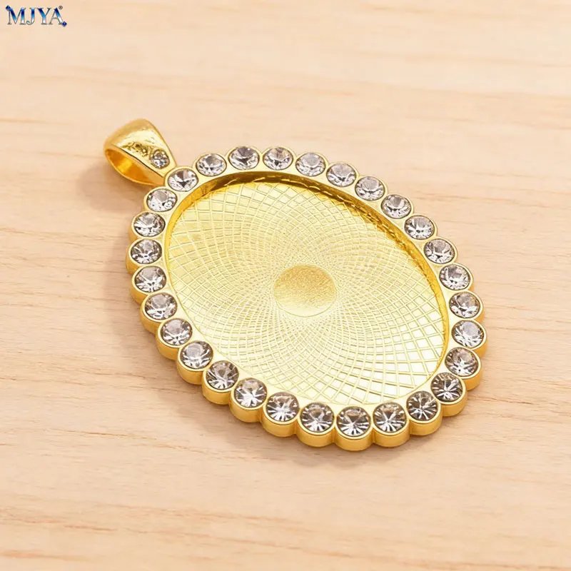 MJYA 5pcs Big Pendant Base Inner 30x40mm Oval Cabochon Bezels Charms For DIY Jewelry Making Pop Necklaces Supplies Accessories