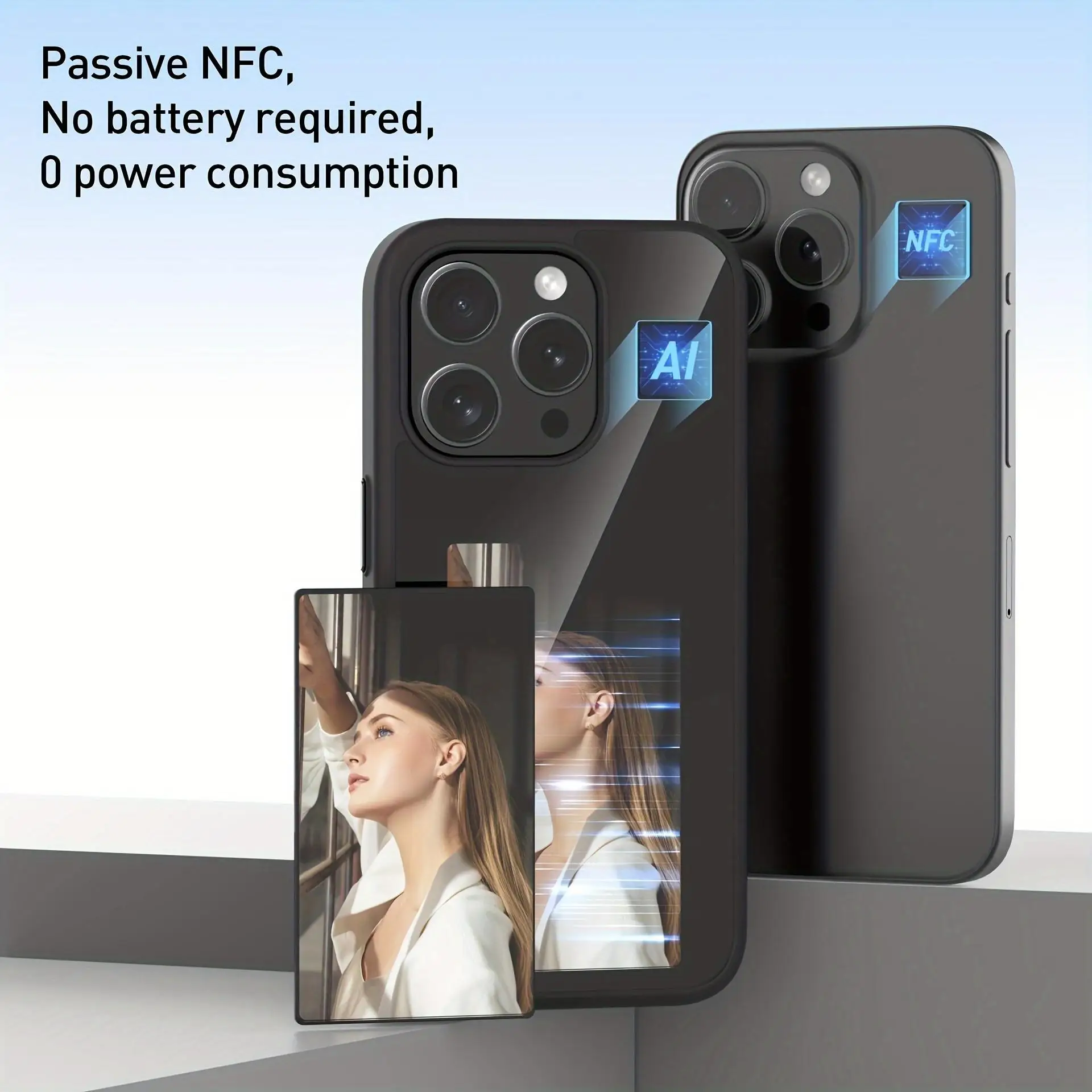 AI EInk Smart NFC App Refesh Screen Mobile Phone Case For iPhone 16Plus 16 15 13 12 16Pro Max DlY Back Cover 4 Colors Display