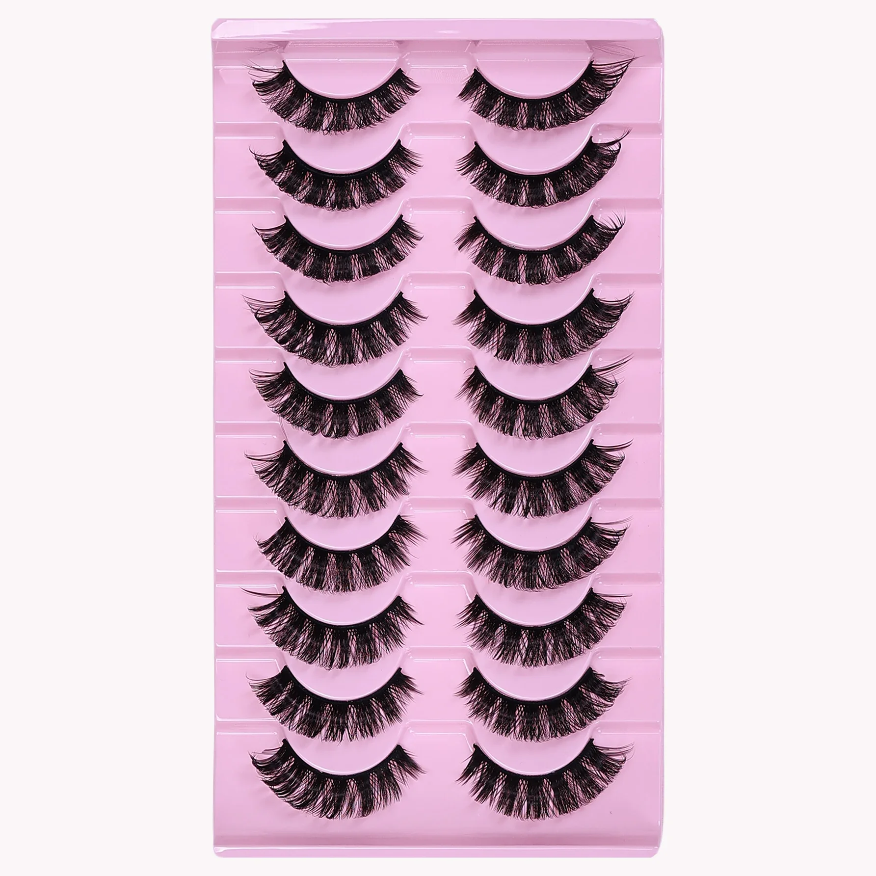 10 Pairs DD Curl Russian Strip Lashes Fluffy Volume False Eyelashes DD Curl Dramatic Messy Faux Mink Make Up Fake Lashes