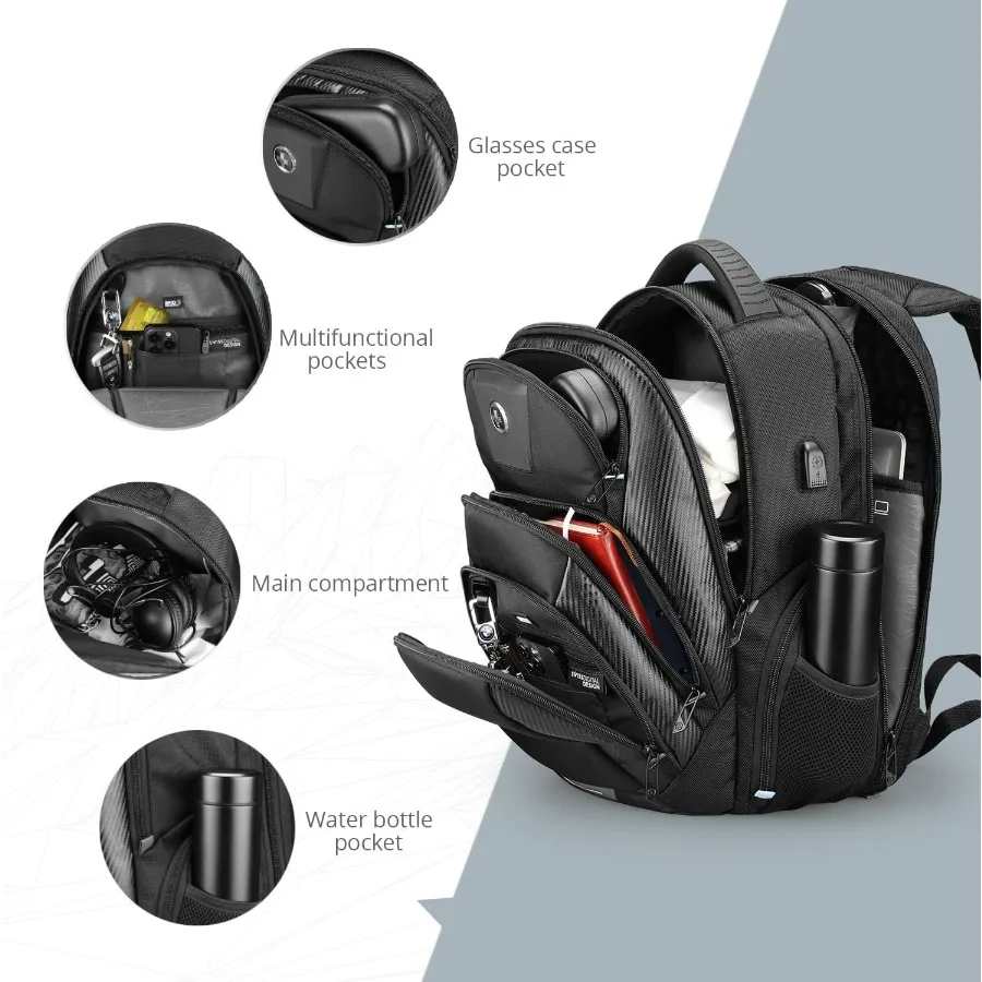 حقيبة ظهر للكمبيوتر المحمول مقاس 17 بوصة من Swissdigital Design مع Apple Find My Network ومنفذ شحن USB بسعة كبيرة للأعمال #5