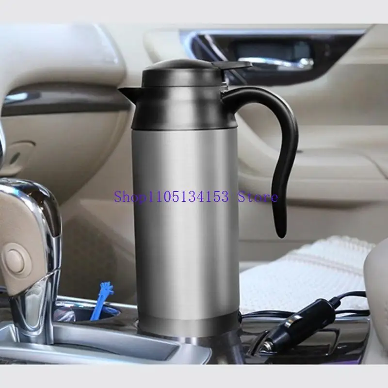 hg89 Car Kettle Boiler 750ml Car Heating Travel Cup Stainless Steel Mug Car Coffee Cup Warmer 12V/24V for Car