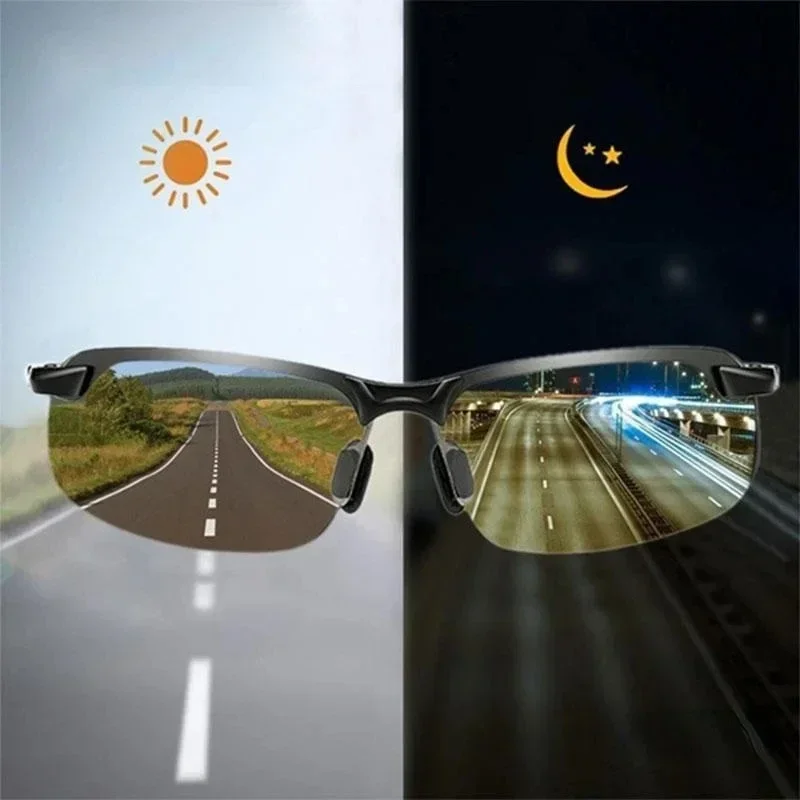 Gafas de visión nocturna para hombre, Gafas amarillas para conducir, Gafas de sol con montura de PC, Gafas para exteriores para manejar por la